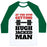 Virgin Teez  Baseball Tee Unisex Classic Baseball Tee / x-small / White/Dark Green GETTIN' HUGH JACKED MAN UNISEX CLASSIC BASEBALL TEE