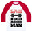 Virgin Teez  Baseball Tee Unisex Classic Baseball Tee / x-small / White/Red GETTIN' HUGH JACKED MAN UNISEX CLASSIC BASEBALL TEE