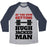 Virgin Teez  Baseball Tee Unisex Tri-Blend Baseball Tee / small / Athletic Gray / Navy GETTIN' HUGH JACKED MAN UNISEX TRI-BLEND BASEBALL TEE
