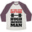 Virgin Teez  Baseball Tee Unisex Tri-Blend Baseball Tee / small / Oatmeal / Maroon GETTIN' HUGH JACKED MAN UNISEX TRI-BLEND BASEBALL TEE