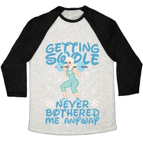 Virgin Teez  Baseball Tee Unisex Tri-Blend Baseball Tee / small / Oatmeal / Black GETTIN SWOLE NEVER BOTHERED ME ANYWAY UNISEX TRI-BLEND BASEBALL TEE