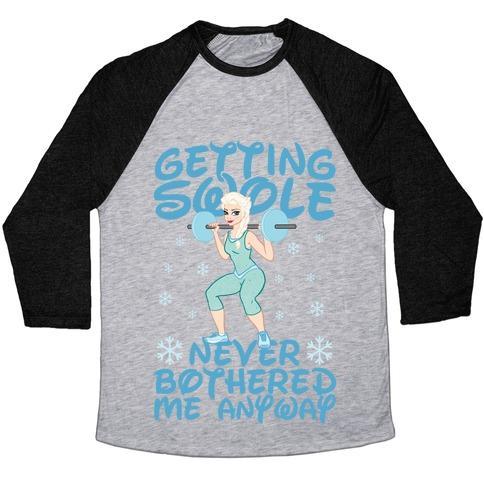 Virgin Teez  Baseball Tee Unisex Tri-Blend Baseball Tee / small / Athletic Gray / Black GETTIN SWOLE NEVER BOTHERED ME ANYWAY UNISEX TRI-BLEND BASEBALL TEE