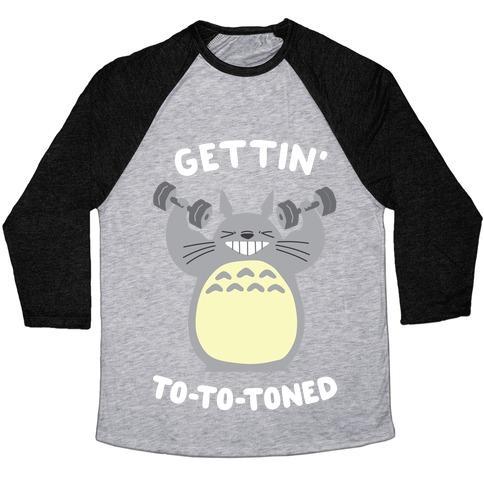 Virgin Teez  Baseball Tee Unisex Tri-Blend Baseball Tee / small / Athletic Gray / Black GETTIN' TOTOTONED UNISEX TRI-BLEND BASEBALL TEE