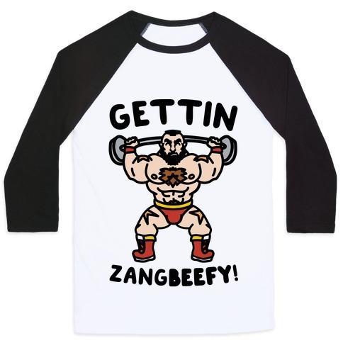 Virgin Teez  Baseball Tee Unisex Classic Baseball Tee / x-small / White/Black GETTIN ZANGBEEFY PARODY UNISEX CLASSIC BASEBALL TEE