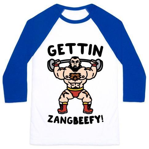 Virgin Teez  Baseball Tee Unisex Classic Baseball Tee / x-small / White/Blue GETTIN ZANGBEEFY PARODY UNISEX CLASSIC BASEBALL TEE
