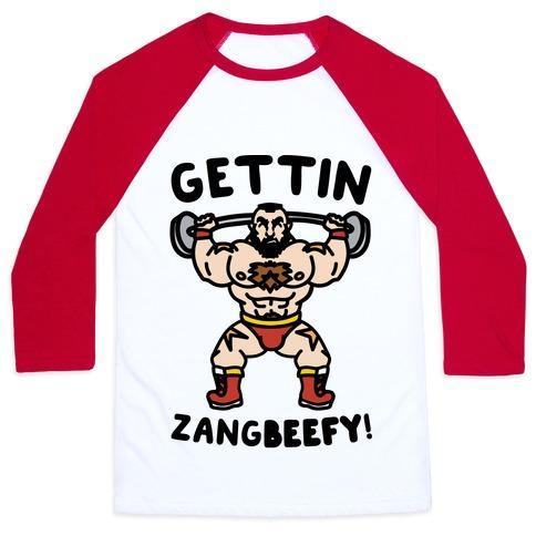 Virgin Teez  Baseball Tee Unisex Classic Baseball Tee / x-small / White/Red GETTIN ZANGBEEFY PARODY UNISEX CLASSIC BASEBALL TEE
