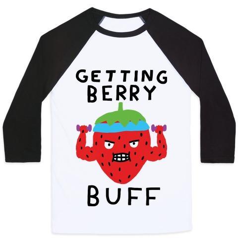 Virgin Teez  Baseball Tee Unisex Classic Baseball Tee / x-small / White/Black GETTING BERRY BUFF UNISEX CLASSIC BASEBALL TEE