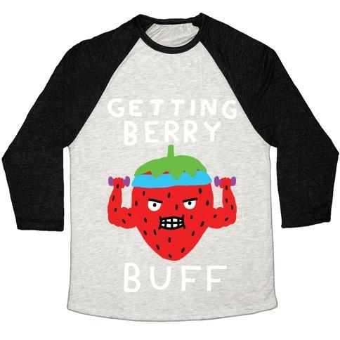Virgin Teez  Baseball Tee Unisex Tri-Blend Baseball Tee / small / Oatmeal / Black GETTING BERRY BUFF UNISEX TRI-BLEND BASEBALL TEE