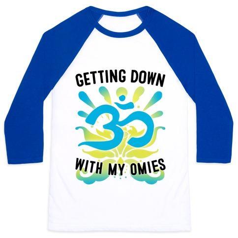 Virgin Teez  Baseball Tee Unisex Classic Baseball Tee / x-small / White/Blue GETTING DOWN WITH MY OMIES UNISEX CLASSIC BASEBALL TEE