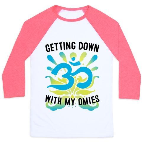 Virgin Teez  Baseball Tee Unisex Classic Baseball Tee / x-small / White/Neon Pink GETTING DOWN WITH MY OMIES UNISEX CLASSIC BASEBALL TEE