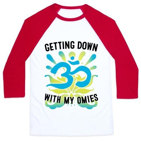 Virgin Teez  Baseball Tee Unisex Classic Baseball Tee / x-small / White/Red GETTING DOWN WITH MY OMIES UNISEX CLASSIC BASEBALL TEE