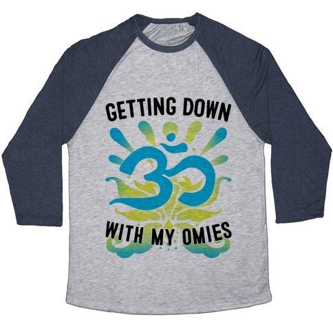 Virgin Teez  Baseball Tee Unisex Tri-Blend Baseball Tee / small / Athletic Gray / Navy GETTING DOWN WITH MY OMIES UNISEX TRI-BLEND BASEBALL TEE