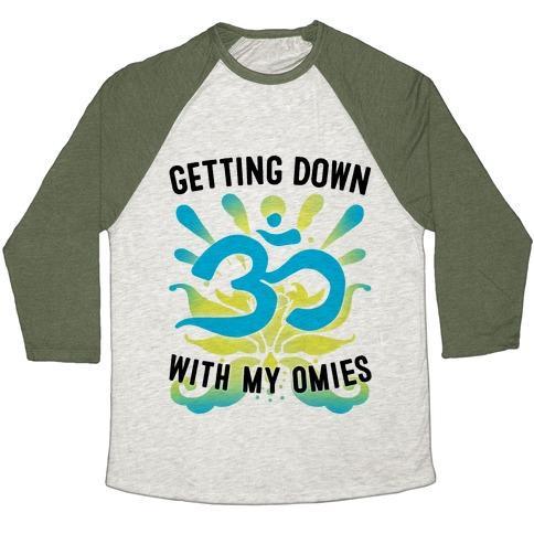 Virgin Teez  Baseball Tee Unisex Tri-Blend Baseball Tee / small / Oatmeal / Moss GETTING DOWN WITH MY OMIES UNISEX TRI-BLEND BASEBALL TEE