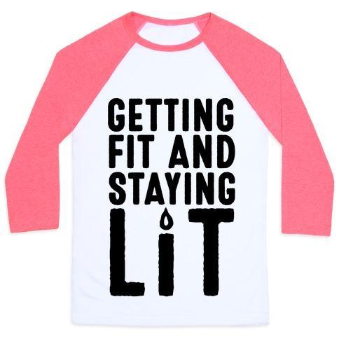 Virgin Teez  Baseball Tee Unisex Classic Baseball Tee / x-small / White/Neon Pink GETTING FIT AND STAYING LIT UNISEX CLASSIC BASEBALL TEE