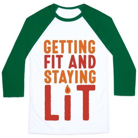 Virgin Teez  Baseball Tee Unisex Classic Baseball Tee / x-small / White/Dark Green GETTING FIT AND STAYING LIT UNISEX CLASSIC BASEBALL TEE