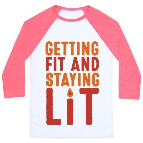 Virgin Teez  Baseball Tee Unisex Classic Baseball Tee / x-small / White/Neon Pink GETTING FIT AND STAYING LIT UNISEX CLASSIC BASEBALL TEE