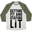 Virgin Teez  Baseball Tee Unisex Tri-Blend Baseball Tee / small / Oatmeal / Moss GETTING FIT AND STAYING LIT UNISEX TRI-BLEND BASEBALL TEE