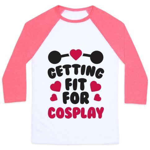 Virgin Teez  Baseball Tee Unisex Classic Baseball Tee / x-small / White/Neon Pink GETTING FIT FOR COSPLAY UNISEX CLASSIC BASEBALL TEE