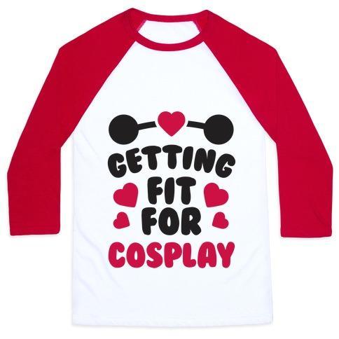Virgin Teez  Baseball Tee Unisex Classic Baseball Tee / x-small / White/Red GETTING FIT FOR COSPLAY UNISEX CLASSIC BASEBALL TEE