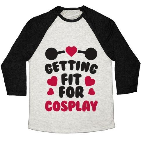 Virgin Teez  Baseball Tee Unisex Tri-Blend Baseball Tee / small / Oatmeal / Black GETTING FIT FOR COSPLAY UNISEX TRI-BLEND BASEBALL TEE