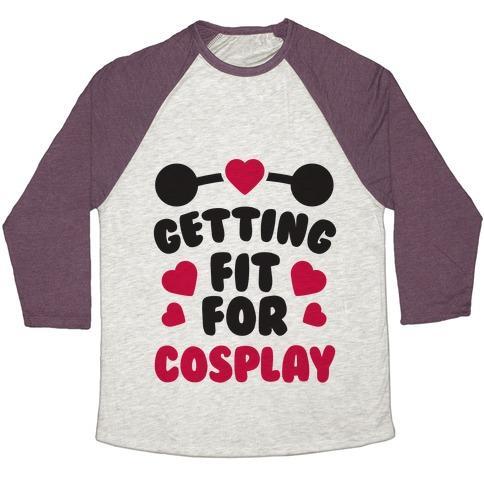 Virgin Teez  Baseball Tee Unisex Tri-Blend Baseball Tee / small / Oatmeal / Maroon GETTING FIT FOR COSPLAY UNISEX TRI-BLEND BASEBALL TEE