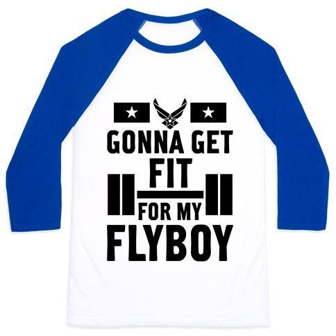 Virgin Teez  Baseball Tee Unisex Classic Baseball Tee / x-small / White/Blue GETTING FIT FOR MY FLYBOY UNISEX CLASSIC BASEBALL TEE