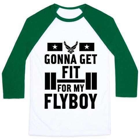 Virgin Teez  Baseball Tee Unisex Classic Baseball Tee / x-small / White/Dark Green GETTING FIT FOR MY FLYBOY UNISEX CLASSIC BASEBALL TEE