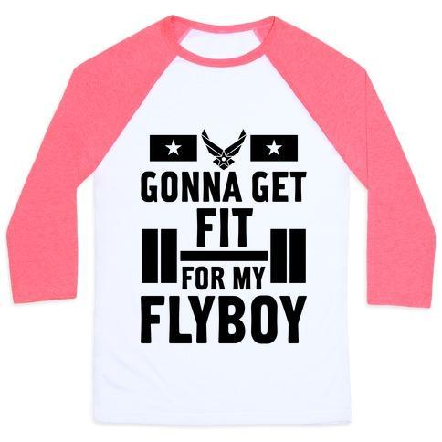 Virgin Teez  Baseball Tee Unisex Classic Baseball Tee / x-small / White/Neon Pink GETTING FIT FOR MY FLYBOY UNISEX CLASSIC BASEBALL TEE