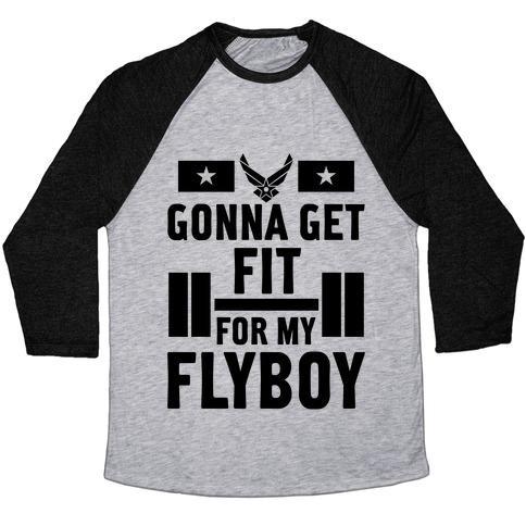 Virgin Teez  Baseball Tee Unisex Tri-Blend Baseball Tee / small / Athletic Gray / Black GETTING FIT FOR MY FLYBOY UNISEX TRI-BLEND BASEBALL TEE