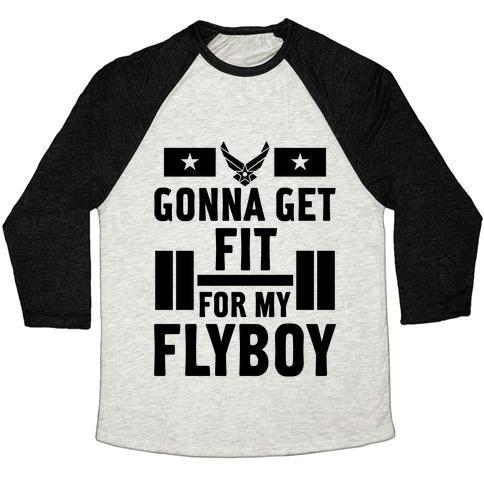 Virgin Teez  Baseball Tee Unisex Tri-Blend Baseball Tee / small / Oatmeal / Black GETTING FIT FOR MY FLYBOY UNISEX TRI-BLEND BASEBALL TEE