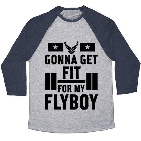 Virgin Teez  Baseball Tee Unisex Tri-Blend Baseball Tee / small / Athletic Gray / Navy GETTING FIT FOR MY FLYBOY UNISEX TRI-BLEND BASEBALL TEE