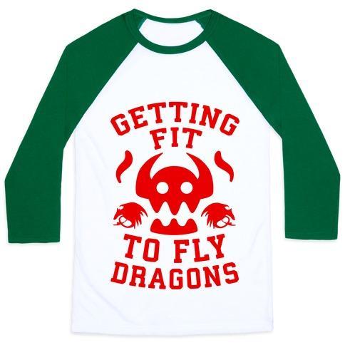 Virgin Teez  Baseball Tee Unisex Classic Baseball Tee / x-small / White/Dark Green GETTING FIT TO FLY DRAGONS UNISEX CLASSIC BASEBALL TEE