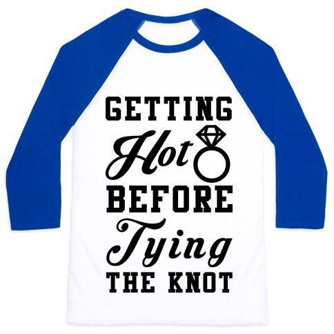 Virgin Teez  Baseball Tee Unisex Classic Baseball Tee / x-small / White/Blue GETTING HOT BEFORE TYING THE KNOT UNISEX CLASSIC BASEBALL TEE