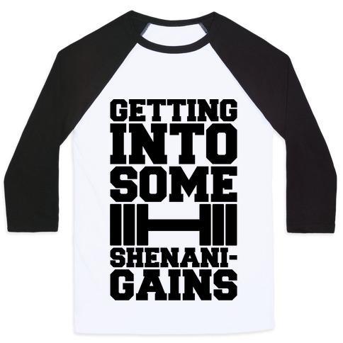 Virgin Teez  Baseball Tee Unisex Classic Baseball Tee / x-small / White/Black GETTING INTO SOME SHENANIGAINS UNISEX CLASSIC BASEBALL TEE