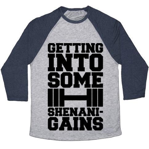 Virgin Teez  Baseball Tee Unisex Tri-Blend Baseball Tee / small / Athletic Gray / Navy GETTING INTO SOME SHENANIGAINS UNISEX TRI-BLEND BASEBALL TEE
