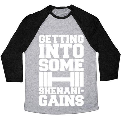 Virgin Teez  Baseball Tee Unisex Tri-Blend Baseball Tee / small / Athletic Gray / Black GETTING INTO SOME SHENANIGAINS WHITE PRINT UNISEX TRI-BLEND BASEBALL TEE