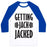 Virgin Teez  Baseball Tee Unisex Classic Baseball Tee / x-small / White/Blue GETTING JACK JACKED PARODY UNISEX CLASSIC BASEBALL TEE