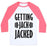 Virgin Teez  Baseball Tee Unisex Classic Baseball Tee / x-small / White/Neon Pink GETTING JACK JACKED PARODY UNISEX CLASSIC BASEBALL TEE