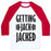 Virgin Teez  Baseball Tee Unisex Classic Baseball Tee / x-small / White/Red GETTING JACK JACKED PARODY UNISEX CLASSIC BASEBALL TEE