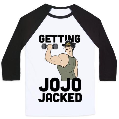 Virgin Teez  Baseball Tee Unisex Classic Baseball Tee / x-small / White/Black GETTING JOJO-JACKED UNISEX CLASSIC BASEBALL TEE