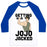 Virgin Teez  Baseball Tee Unisex Classic Baseball Tee / x-small / White/Blue GETTING JOJO-JACKED UNISEX CLASSIC BASEBALL TEE