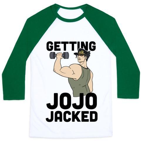 Virgin Teez  Baseball Tee Unisex Classic Baseball Tee / x-small / White/Dark Green GETTING JOJO-JACKED UNISEX CLASSIC BASEBALL TEE