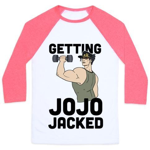 Virgin Teez  Baseball Tee Unisex Classic Baseball Tee / x-small / White/Neon Pink GETTING JOJO-JACKED UNISEX CLASSIC BASEBALL TEE