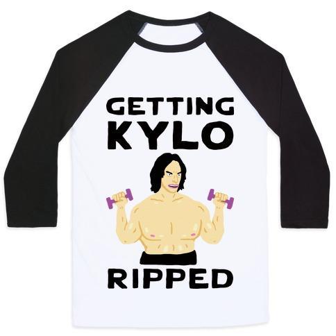 Virgin Teez  Baseball Tee Unisex Classic Baseball Tee / x-small / White/Black GETTING KYLO RIPPED UNISEX CLASSIC BASEBALL TEE