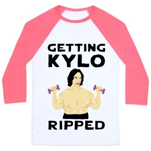 Virgin Teez  Baseball Tee Unisex Classic Baseball Tee / x-small / White/Neon Pink GETTING KYLO RIPPED UNISEX CLASSIC BASEBALL TEE
