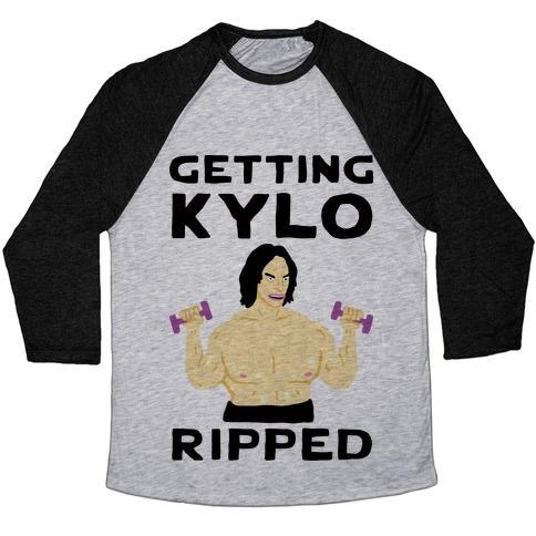 Virgin Teez  Baseball Tee Unisex Tri-Blend Baseball Tee / small / Athletic Gray / Black GETTING KYLO RIPPED UNISEX TRI-BLEND BASEBALL TEE