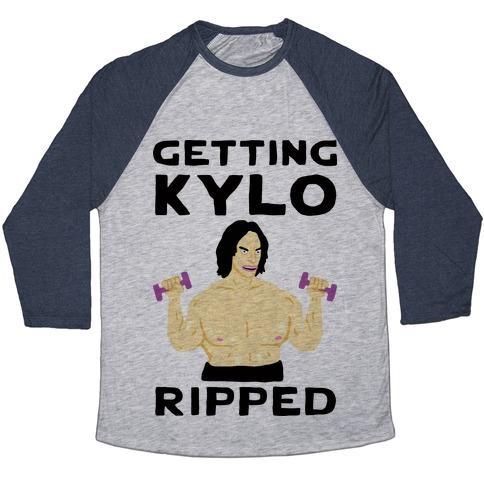 Virgin Teez  Baseball Tee Unisex Tri-Blend Baseball Tee / small / Athletic Gray / Navy GETTING KYLO RIPPED UNISEX TRI-BLEND BASEBALL TEE