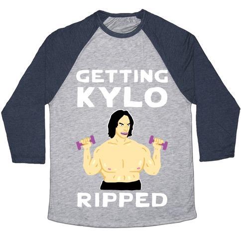 Virgin Teez  Baseball Tee Unisex Tri-Blend Baseball Tee / small / Athletic Gray / Navy GETTING KYLO RIPPED UNISEX TRI-BLEND BASEBALL TEE