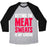 Virgin Teez  Baseball Tee Unisex Tri-Blend Baseball Tee / small / Athletic Gray / Black GETTING THE MEAT SWEATS IS MY CARDIO UNISEX TRI-BLEND BASEBALL TEE