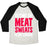 Virgin Teez  Baseball Tee Unisex Tri-Blend Baseball Tee / small / Oatmeal / Black GETTING THE MEAT SWEATS IS MY CARDIO UNISEX TRI-BLEND BASEBALL TEE